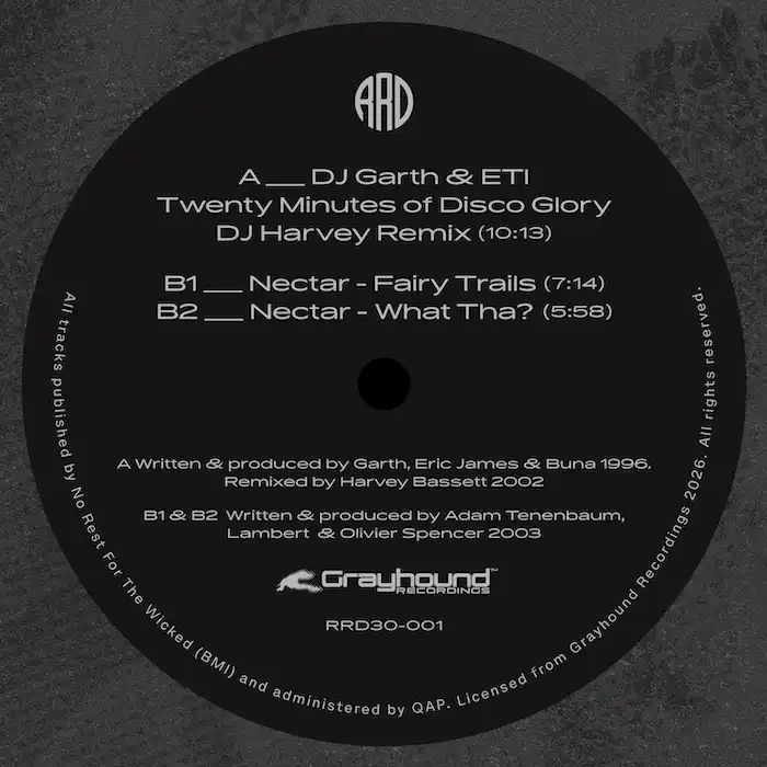DJ Garth & ETI / Nectar REALROCKDESIGN & DJ Garth Present:&lsquo;Grayhound Revisited - The Sun Also Rises&rsquo;  DJ Garth & ETI - Twenty Minutes of Disco Glory, DJ Harvey remix