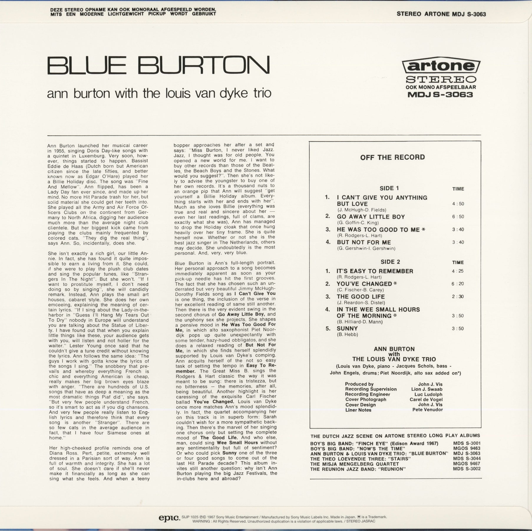 Blue Burton / ブルー・バートン(LP/180g重量盤)/ANN BURTON/アン