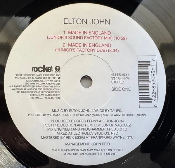 ELTON JOHN / エルトン・ジョン / MADE IN ENGLAND