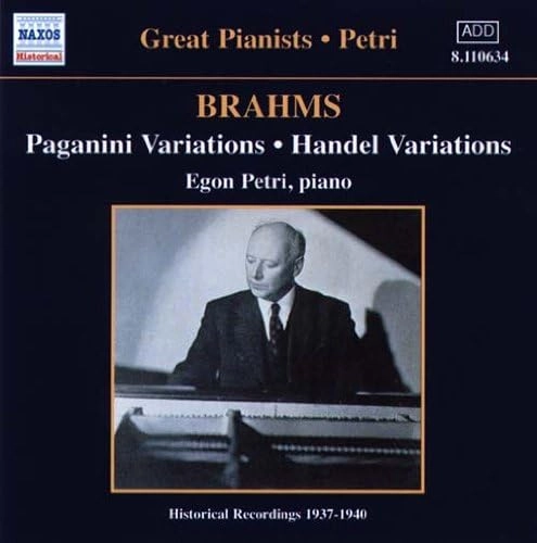 EGON PETRI / エゴン・ペトリ / "BRAHMS: PAGANINI VARIATIOS / HANDEL VARIATIONS, ETC"