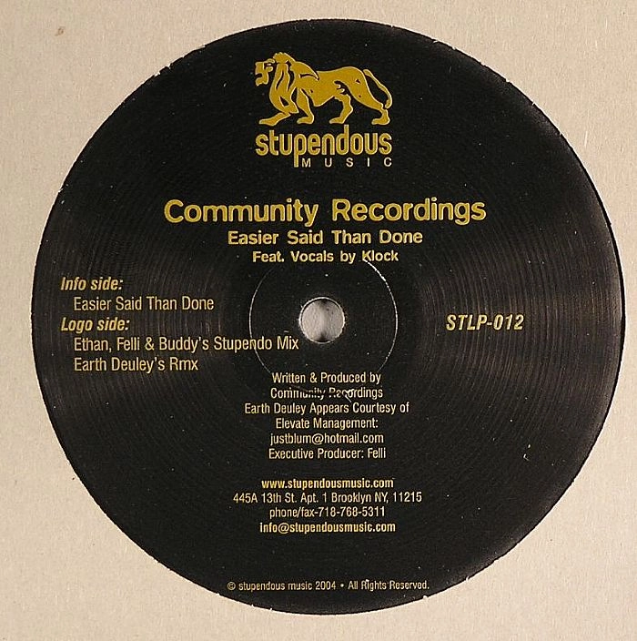 COMMUNITY RECORDINGS / EASIER SAID THAN DONE