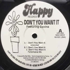 DAVINA / ダヴィーナ / DON'T YOU WANT IT