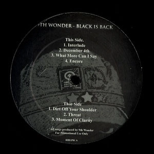 9TH WONDER / ナインス・ワンダー / BLACK IS BACK