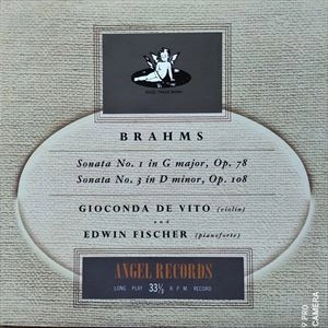GIOCONDA DE VITO / ジョコンダ・デ・ヴィート / ブラームス: ヴァイオリン･ソナタ1&3番