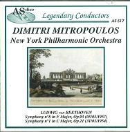 DIMITRI MITROPOULOS / ディミトリ・ミトロプーロス / BEETHOVEN:SYM8&1