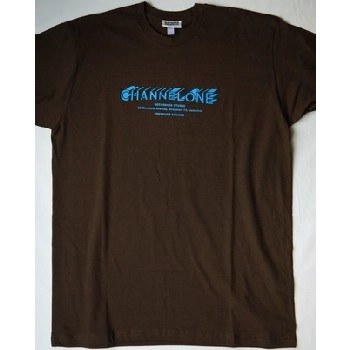 PRESSURE SOUNDS T-SHIRTS / BROWN WITH BLUE 'CHANNEL ONE' DESIGN (M)