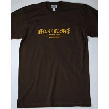 PRESSURE SOUNDS T-SHIRTS / BROWN WITH YELLOW 'CHANNEL ONE' DESIGN (M)