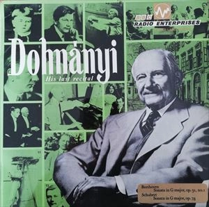 ERNST VON DOHNANYI / エルンスト・フォン・(エルネ)ドホナーニ / LAST RECITAL