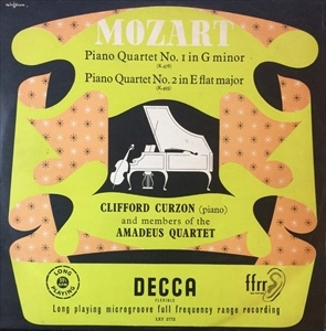 CLIFFORD CURZON / MOZART: PIANO QUARTET NO.1 IN G MINOR / PIANO QUARTET NO.2 IN E FLAT MAJOR