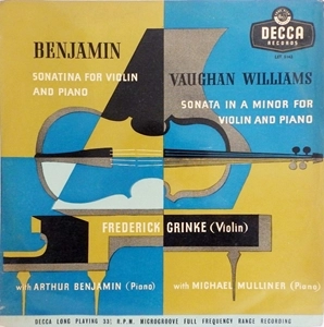 FREDERICK GRINKE / フレデリック・グリンケ / BENJAMIN / VAUGHAN WILLIAMS: SONATA FOR VIOLIN AND PIANO