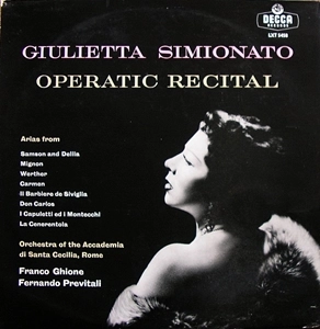 GIULIETTA SIMIONATO / ジュリエッタ・シミオナート / OPERATIC RECITAL