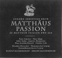 RUDOLF MAUERSBERGER / ルドルフ・マウエルスベルガー / BACH:MATTHAUS PASSION