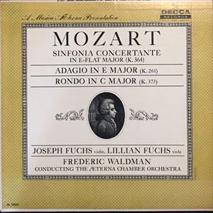 JOSEPH FUCHS / ジョセフ・フックス / MOZART:SINFONIA CONCERTANTE IN E-FLAT MAJOR (K. 364) /ADAGIO IN E MAJOR (K. 261) /RONDO IN C MAJOR (K. 373)