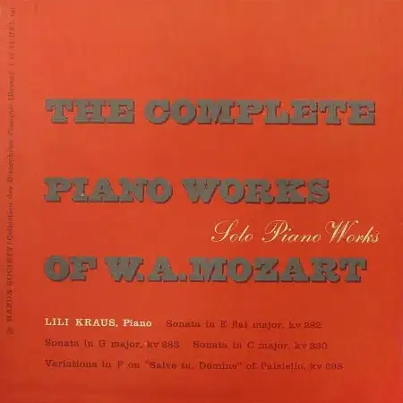 LILI KRAUS / リリー・クラウス / MOZART:PIANO SONATA KV.282 & 330, VARIATIONS KV.398 (1LP)
