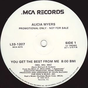 ALICIA MYERS / アリシア・マイヤーズ / YOU GET THE BEST FROM ME (SAY SAY SAY) / I WANT TO THANK YOU