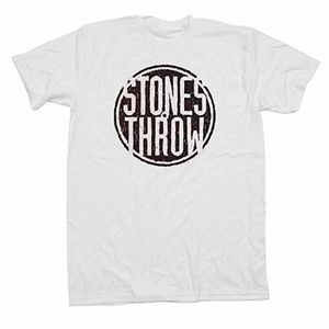 STONES THROW T-SHIRT / ストーンズ・スロウ Tシャツ / BLACK ON WHITE T-SHIRT L