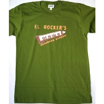 PRESSURE SOUNDS T-SHIRTS / GREEN WITH 'EL ROCKERS' DESIGN (L)