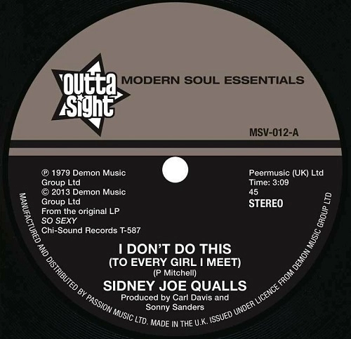 SIDNEY JOE QUALLS / シドニー・ジョー・クォールズ / "I DON'T DO THIS / RUN TO ME (7"")"