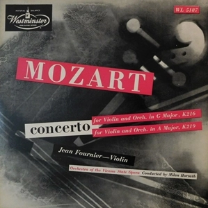 JEAN FOURNIER / ジャン・フルニエ / MOZART: CONCERTO FOR VIOLIN AND ORCHESTRA