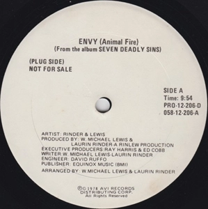 LAURIN RINDER & W.MICHAEL LEWIS / ENVY (ANIMAL FIRE) / LUST