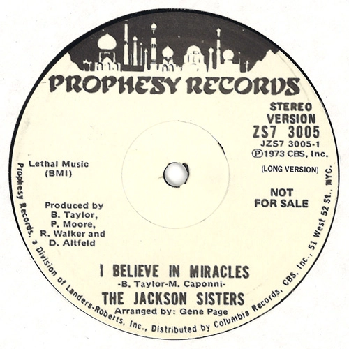 JACKSON SISTERS / ジャクソン・シスターズ / I BELIEVE IN MIRACLES(12") / I BELIEVE IN MIRACLES