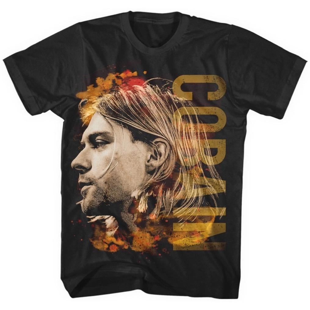 KURT COBAIN / カート・コバーン / KURT COBAIN COLOURED SIDE VIEW BLACK MEN'S T-SHIRT