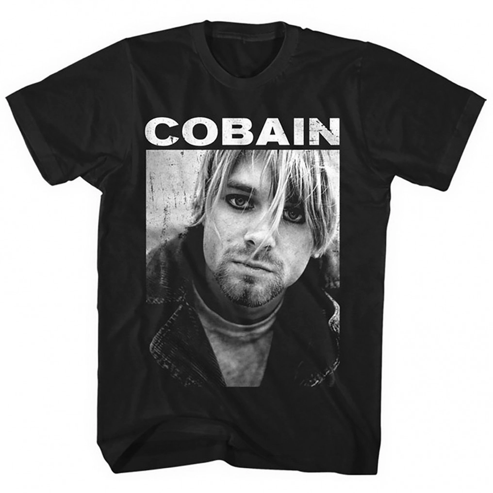 KURT COBAIN / カート・コバーン / KURT COBAIN KURT BLACK/WHITE PHOTO BLACK MEN'S T-SHIRT