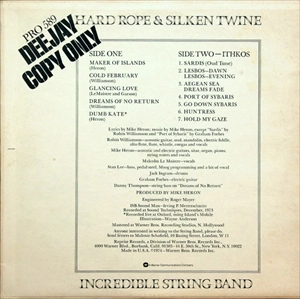 INCREDIBLE STRING BAND / インクレディブル・ストリング・バンド / HARD ROPE & SILKEN TWINE