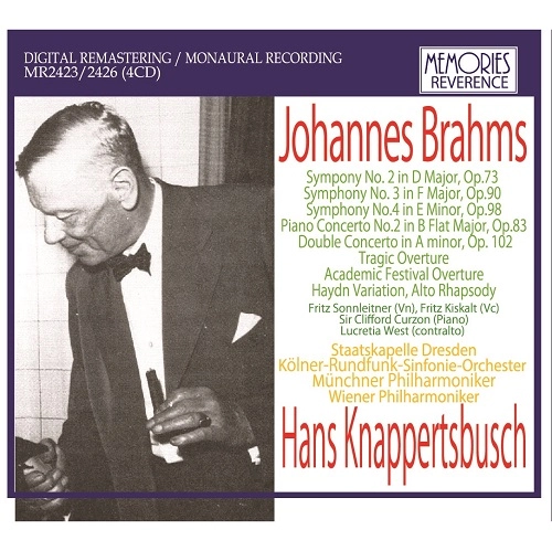 HANS KNAPPERTSBUSCH / ハンス・クナッパーツブッシュ / BRAHMS:SYM2-4/PFCON2/ETC(4CD)