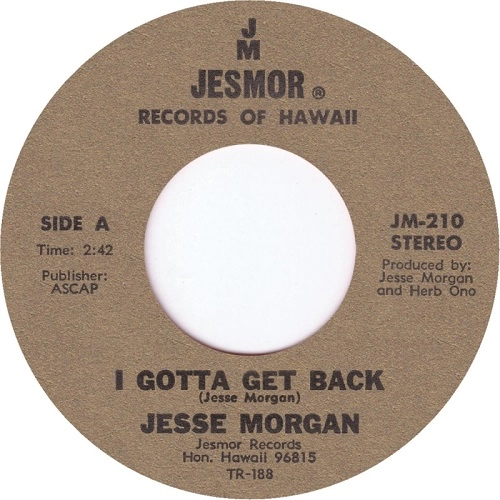 JESSE MORGAN / ジェシー・モーガン / "I GOTTA GET BACK / I PITY A FOOL (7"")"
