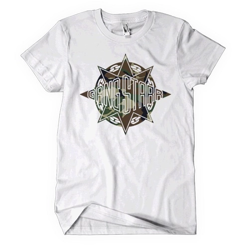 GANG STARR / ABSTRACT CAMO LOGO TEE WHITE M
