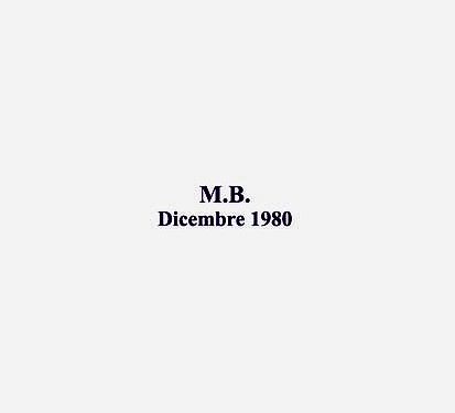 MAURIZIO BIANCHI (M.B.) / マウリツィオ・ビアンキ (M.B.) / DICEMBRE 1980