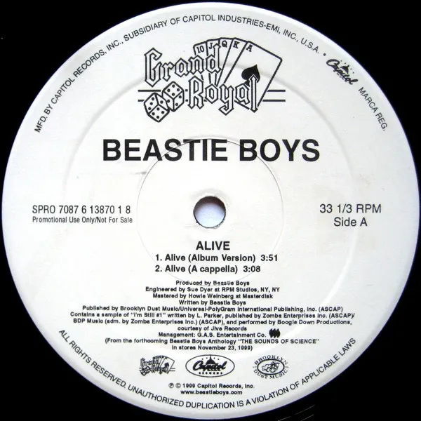 BEASTIE BOYS / ビースティ・ボーイズ / ALIVE (PROMO)