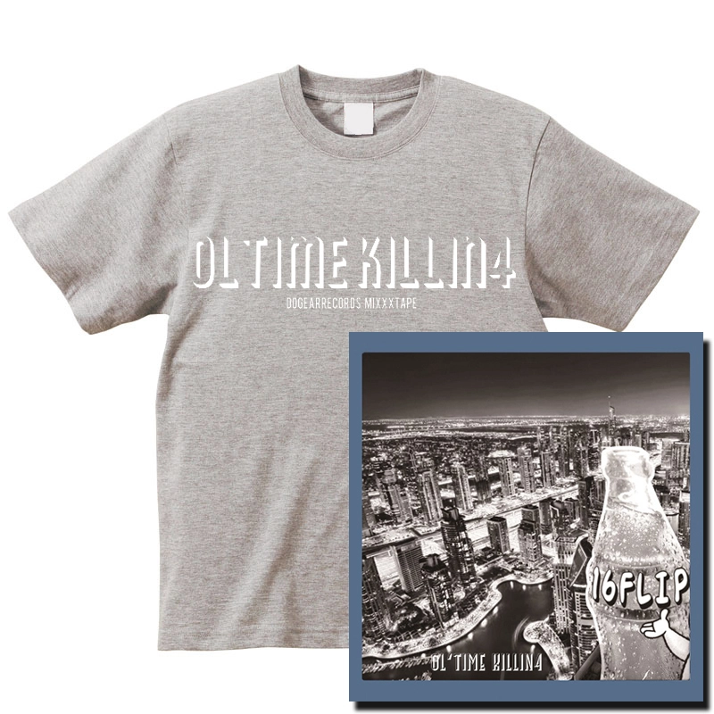 16FLIP (MONJU,DJ KILLWHEEL) / 16フリップ / OL'TIME KILLIN' vol.4 ★ユニオン限定T-SHIRTS付セット"グレー"Lサイズ
