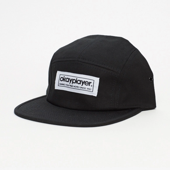 V.A. (OKAYPLAYER) / 5-PANEL CAMPER HAT (WHITE LOGO ON BLACK)