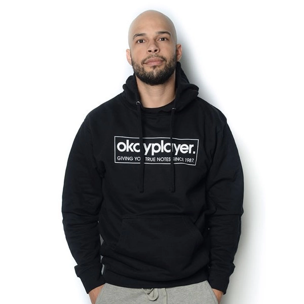 V.A. (OKAYPLAYER) / LOGO PULLOVER HOODED SWEATSHIRT (BLACK-S)