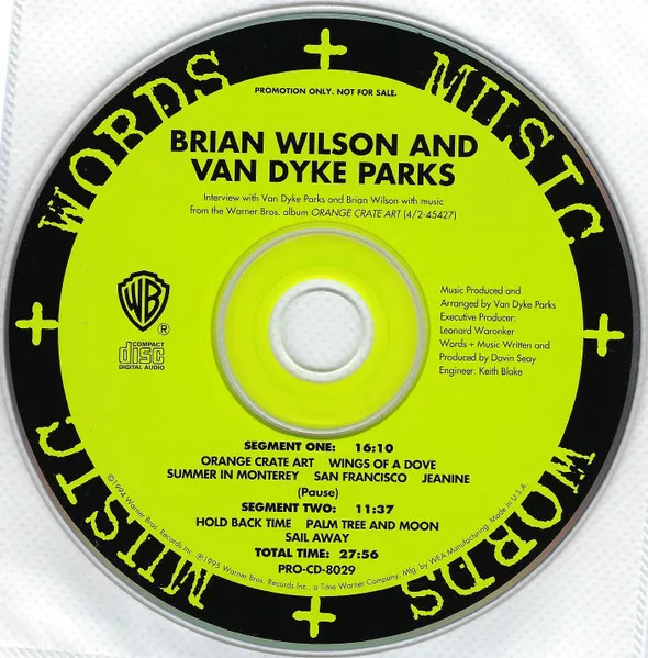 BRIAN WILSON & VAN DYKE PARKS / ブライアン・ウィルソン&ヴァン・ダイク・パークス / WORDS + MUSIC