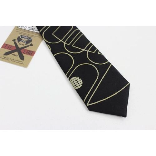 TRANSMAT / LINEWORK TIE : GOLD ON BLACK SILK (NARROW)