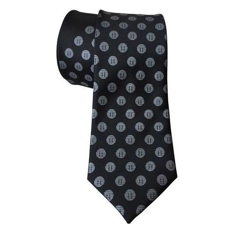 TRANSMAT / DOT LOGO TIE : BLACK PEARL ON BLACK SILK (NARROW)