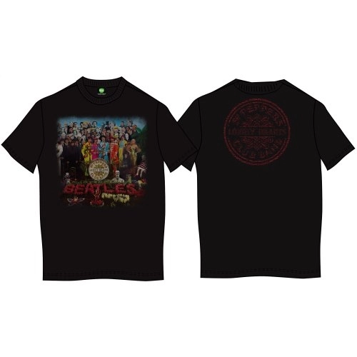 BEATLES / ビートルズ / SGT PEPPER MENS BLACK VINTAGE PRINT T SHIRT: MEDIUM