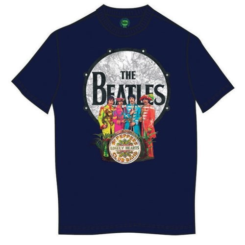BEATLES / ビートルズ / THE BEATLES SGT PEPPER & DRUM MENS NAVY T SHIRT: SMALL