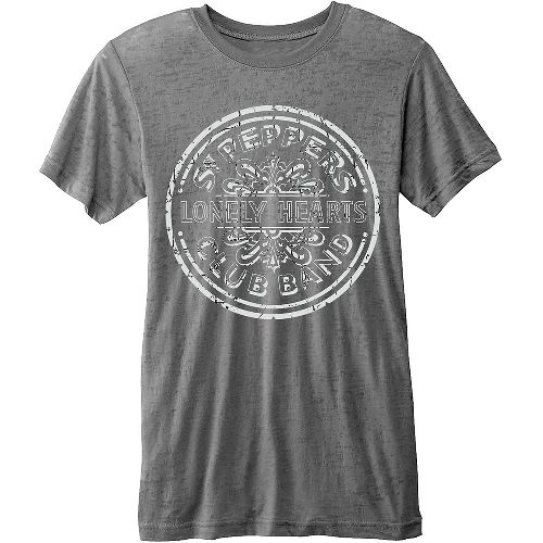 BEATLES / ビートルズ / THE BEATLES SGT PEPPER DRUM MENS BURNOUT GREY TS: M