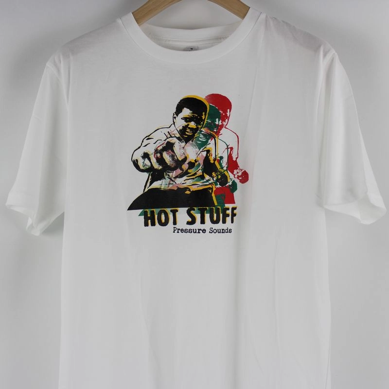 PRESSURE SOUNDS T-SHIRTS / THE HOT STUFF WHITE T-SHIRTS AT THE MOMENT M