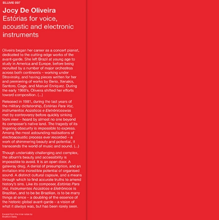 JOCY DE OLIVEIRA / ジョシー・ヂ・オリヴェイラ / ESTRIAS PARA VOZ, INSTRUMENTOS ACUSTICOS E ELETRONICOS