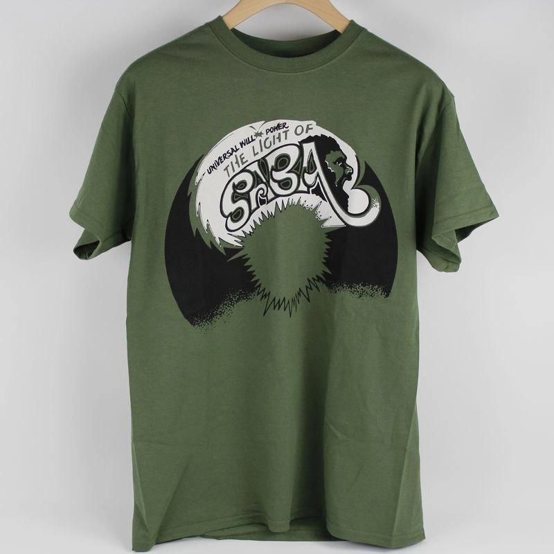 LIGHT OF SABA / ライト・オブ・サバ / BLACK AND WHITE ON GREEN T-SHIRT XXL