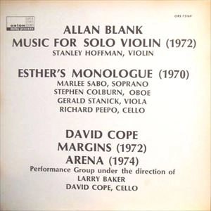 DAVID COPE / デヴィッド・コープ / NEW MUSIC BY ALLAN BLANK AND DAVID COPE