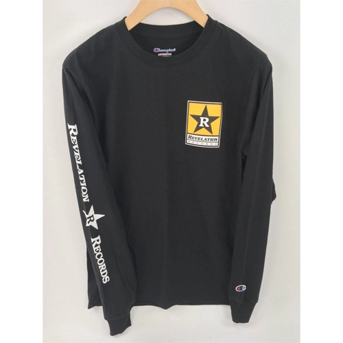 REVELATION RECORDS / LOGO CHAMPION BRAND LONG SLEEVE (L / BLACK)