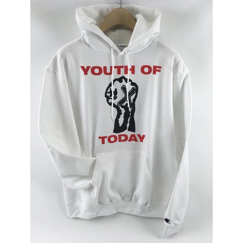 YOUTH OF TODAY / ユース・オブ・トゥデイ / BREAK DOWN THE WALLS HOODED SWEATSHIRT (WHITE / M / CHAMPION BRAND)