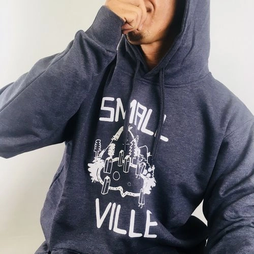SMALLVILLE / SMALLVILLE HOODIE HEATHER BLUE/WHITE SIZE:S