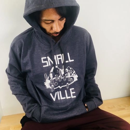 SMALLVILLE / SMALLVILLE HOODIE HEATHER BLUE/WHITE SIZE:M